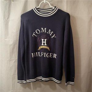 Tommy Hilfiger Sweater Women's Small Black Logo Knit Cotton Casual Ladies
